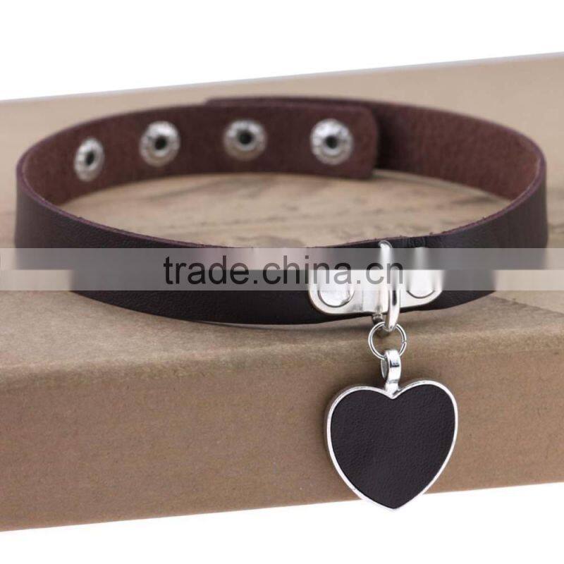 Wholesale anime rock Harajuku punk gothic heart necklace pendant leather necklace leather collar choker necklace bracelet