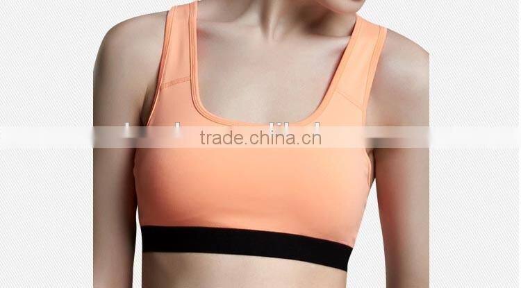 top quality fashionable active wear custom wholesale sport bra elastic band vest type sports running bra women