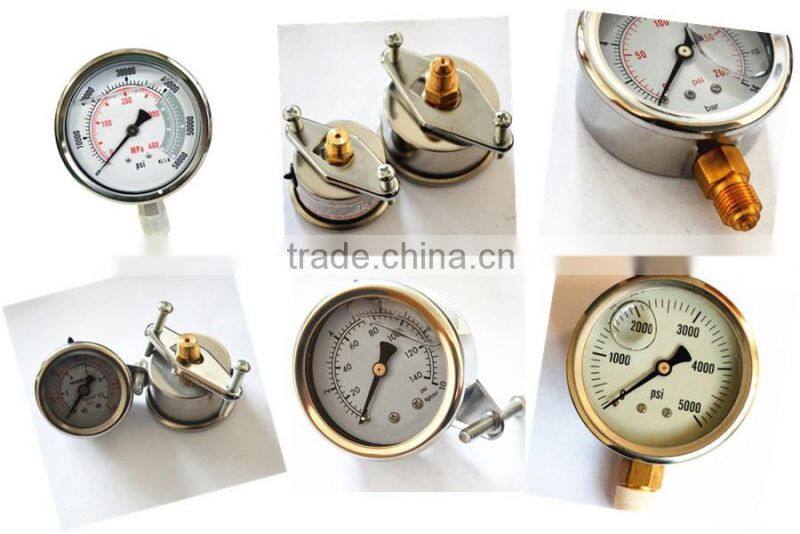 high quality back mounting and bottom mounting stainless steel hydraulic oil filled pressure gauges