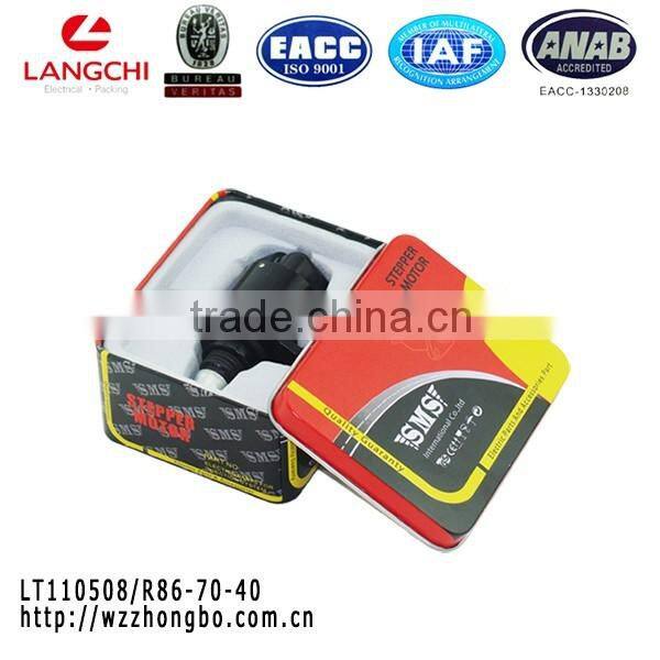 Cheap rectangle wholesale tinplate case with insert flocking blister