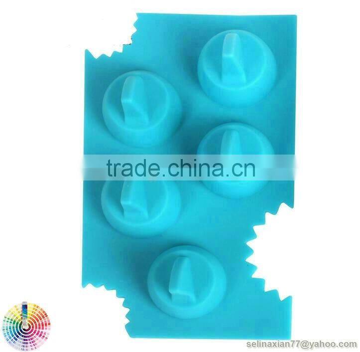 5 Cavity Silicone Drink Ice Tray Cool Shark Fin Shape Ice Cube Tray Freeze Mold Ice Maker Mold