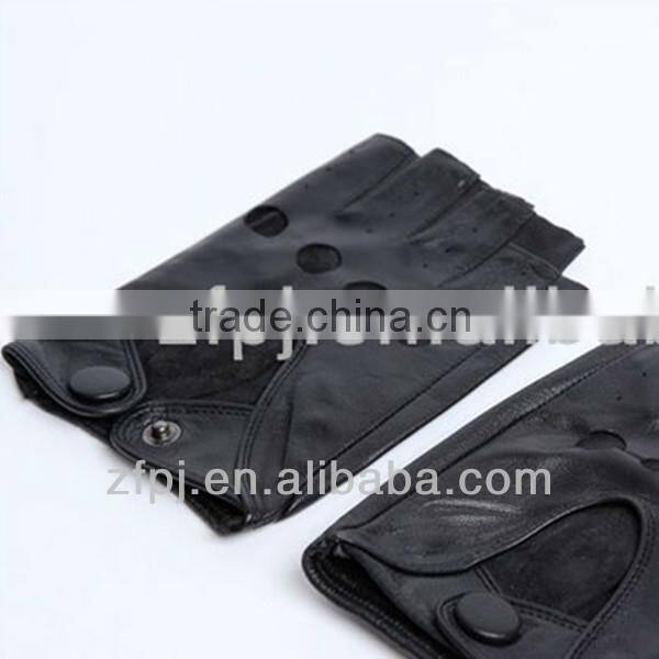 Ladies driving half finger leather gloves
