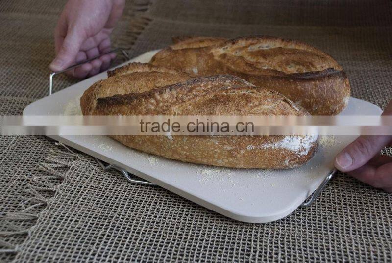 15inch x 12inch Rectangle Ceramic Baking Pizza Stone with Wire Frame