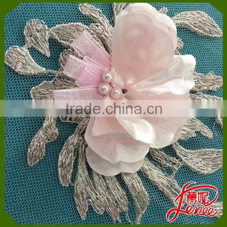 Fantastic Design TULLE Embroidery Fabric With Beads and Flower Applique