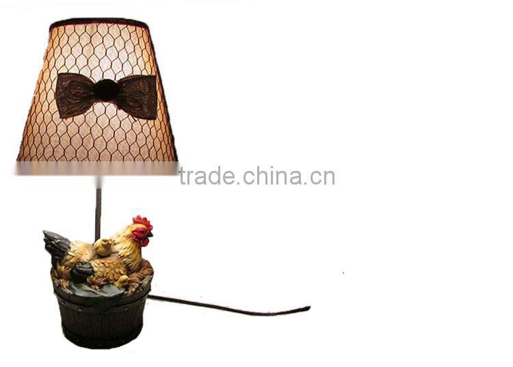 resin craft led table lamp in the shape of chicken