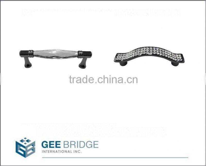 0843002 Solid Brass Crystal Cabinet Drawer Pillar Drop Pull Handle