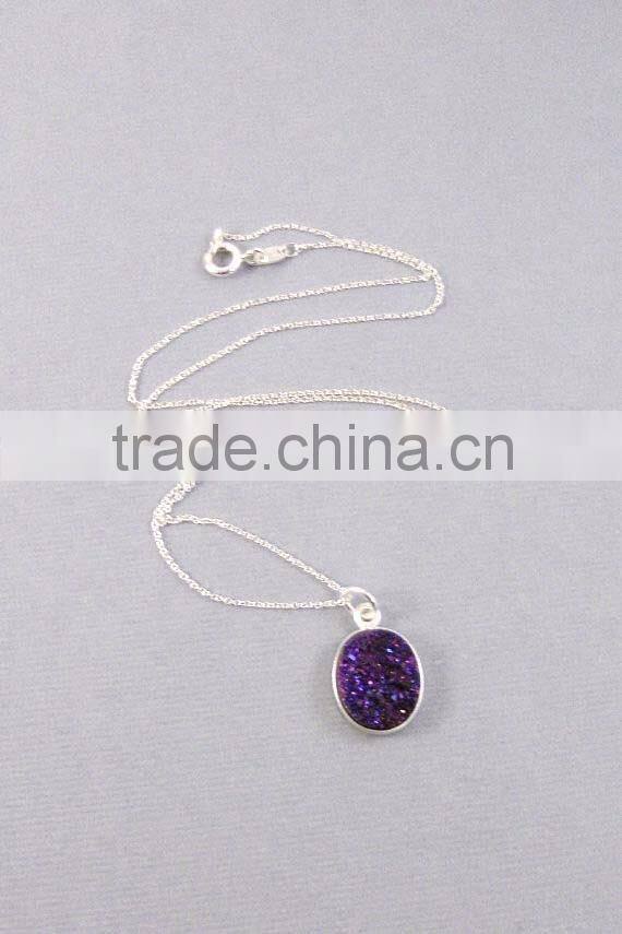 Sterling Silver Druzy Gemstone necklace