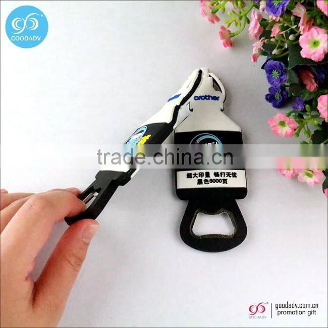 2016 OEM Promotion Gift Soft PVC Plastic Metal Open Bottle Cap Opener