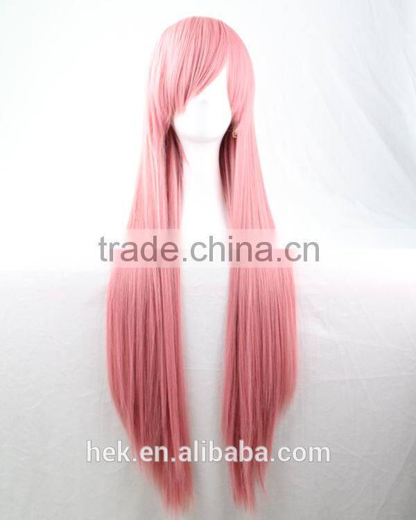 Cosplay Wig Oblique Bangs Long Straight Human Wigs 80cm 32 inch Costume party synthetic hair wig