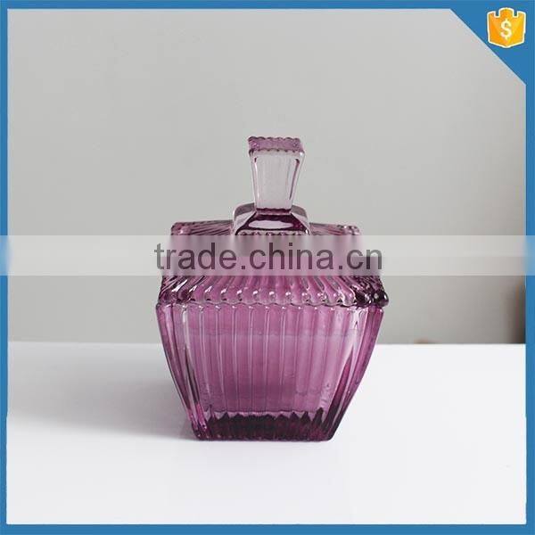 New Stype votive purple ridge mini hurricane glass candle jar