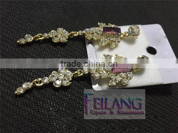 Fashion Square Diamond Long Section Of High-Grade Crystal Earrings