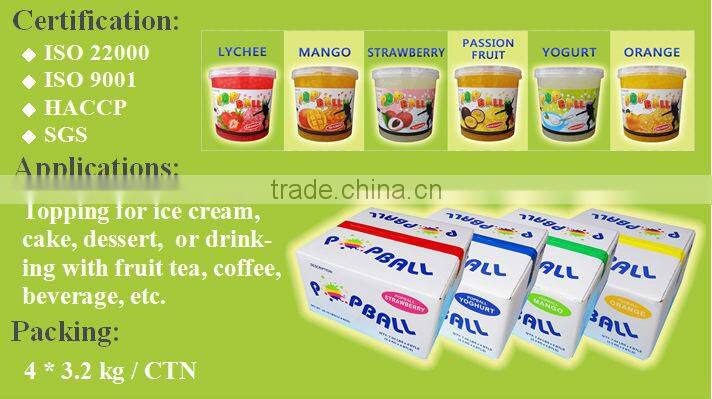 High Quality Yoghurt Popball for Taiwan Bubble Tea drinks like Popping boba