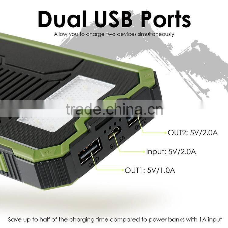Best selling products solar power bank charger 20000mAh with LED light
