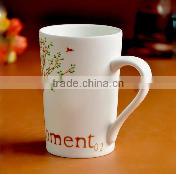 white color V shape mug/Sublimation V shape C handle mug&cup/high quality shaving coffee mug