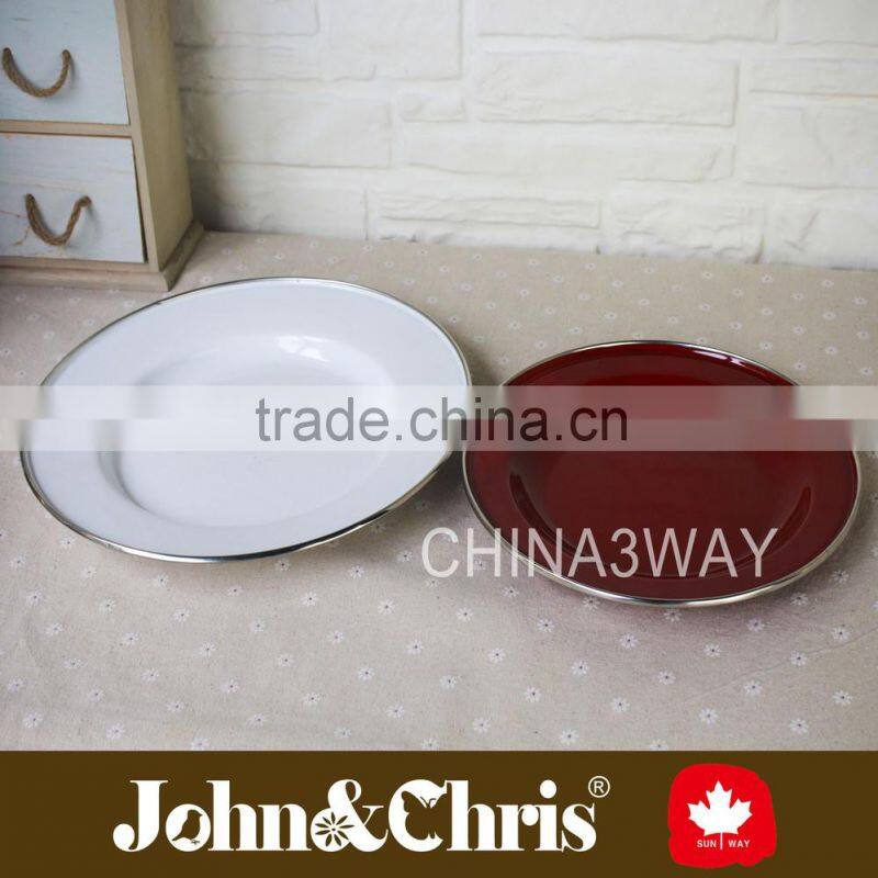 Decorative metal round enamel plate