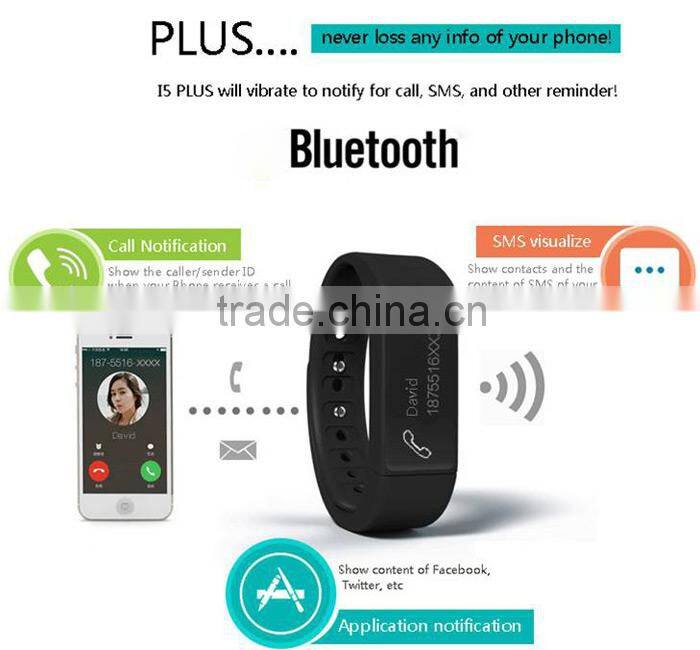 best selling I5 Plus Smart Bracelet Bluetooth 4.0 Waterproof Sleep Monitor Smart band Android 4.3 & IOS7.0 smart watch