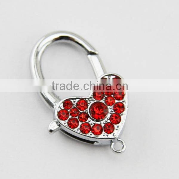 key chain rhinestone flower and heart shaped double lobster clasp