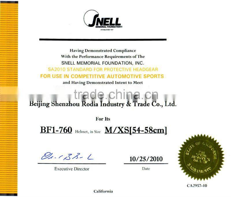 full face helmet for F1 racing with SNELL SA2010 standard