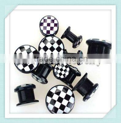 UV acrylic jewelry rainbow gauge ear plugs with gem body piercing jewelry
