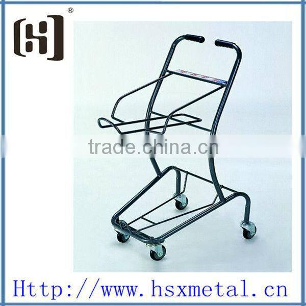 powder coat supermarket shopping trolley cart with 2 baskets HSX-S487