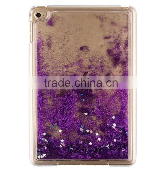 Hard plastic bling bling flowing sand tabet case for ipad mini, for mini ipad 4 cover case sparkling quicksand design