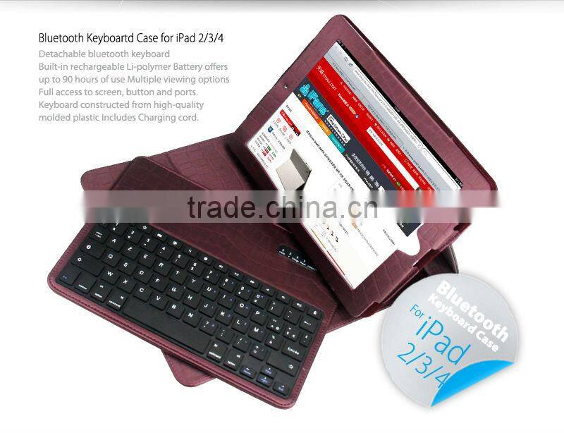 2013 New Tablet Bluetooth Keyboard with Stand Leather Cover for new iPad