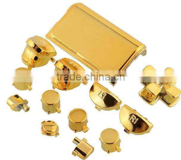Fashion Full Buttons Kits Set For PS4 Controller Joystick Chrome Gold