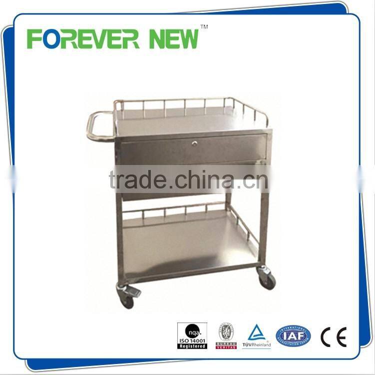 YXZ-014 hospital economic two layers stainless steel utility trolley