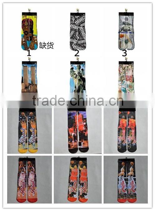 Wholesale socks 3d digital stereo printing thickening terry socks basketball teen tube socks young boy tube socks