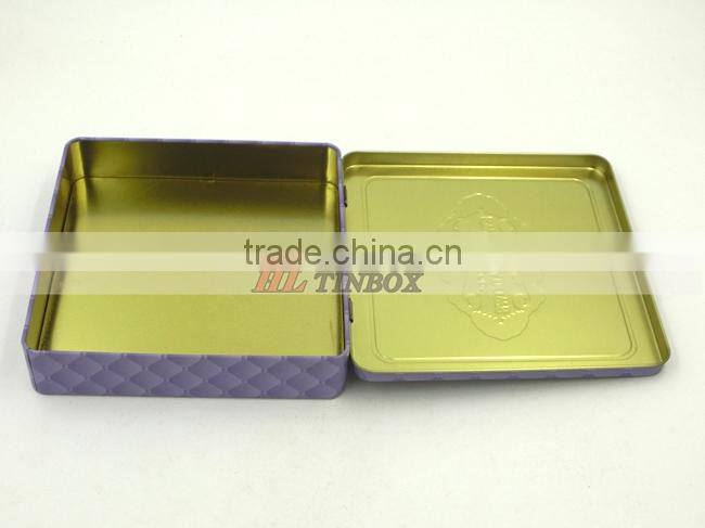 Square Make-up Cosmetic Tin Box with Hinged