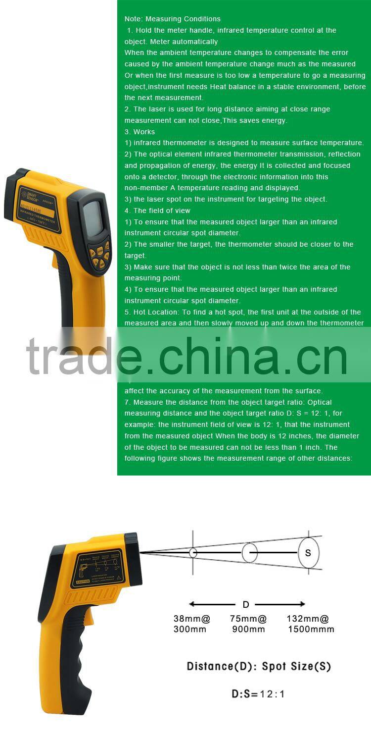Temperature Sensor High Precise Infrared Thermometer AR852B+ Gun Type Non-contact Infrared Thermometer