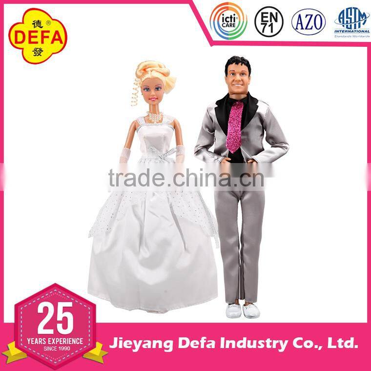DEFA LUCY Love Plastic Wedding Couple Doll with Doll Wedding Dress Doll