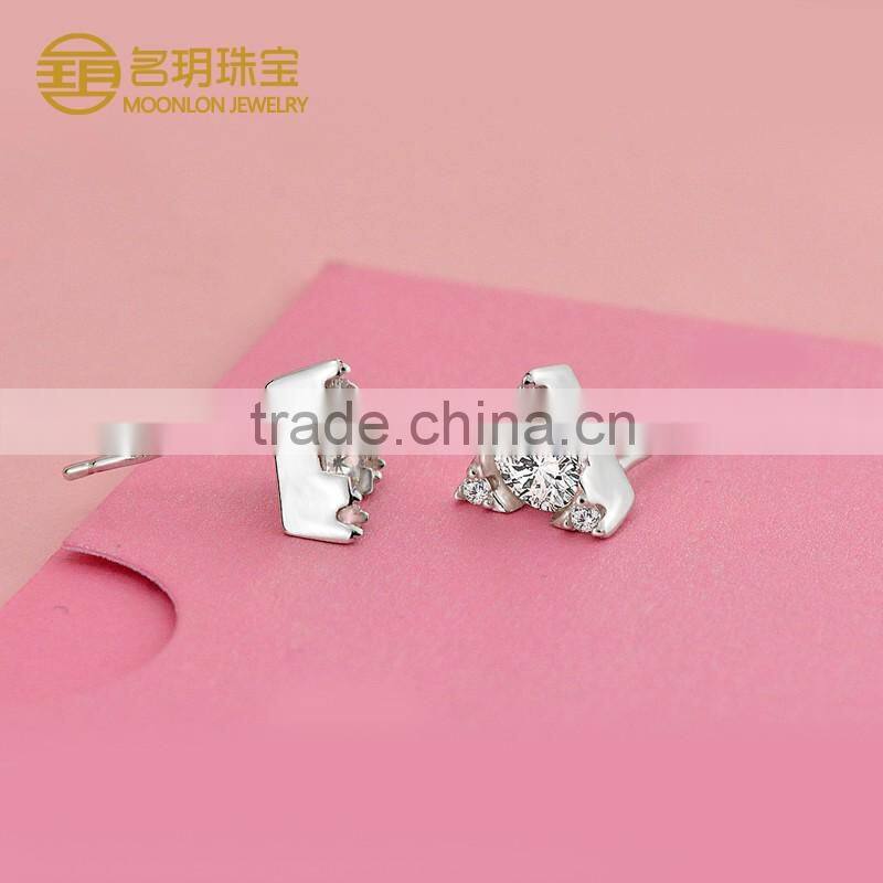 Fashion geometric figure sterling silver gemstone stud earrings for stylish women