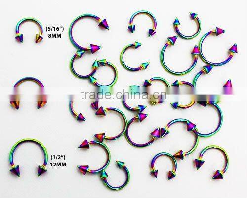 gold CBR captive bead ring earrings lip rings with two balls in the top hot and beautiful body piercing jewelry