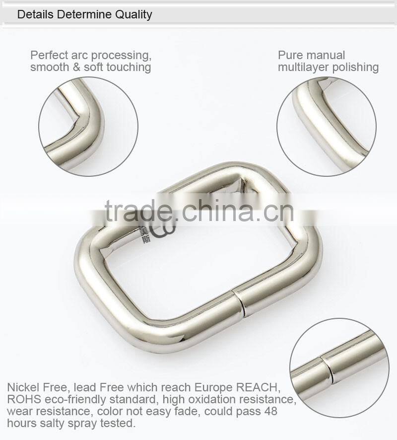 Rectangle Nickel Welded Metal Custom Rings For Bag Strap