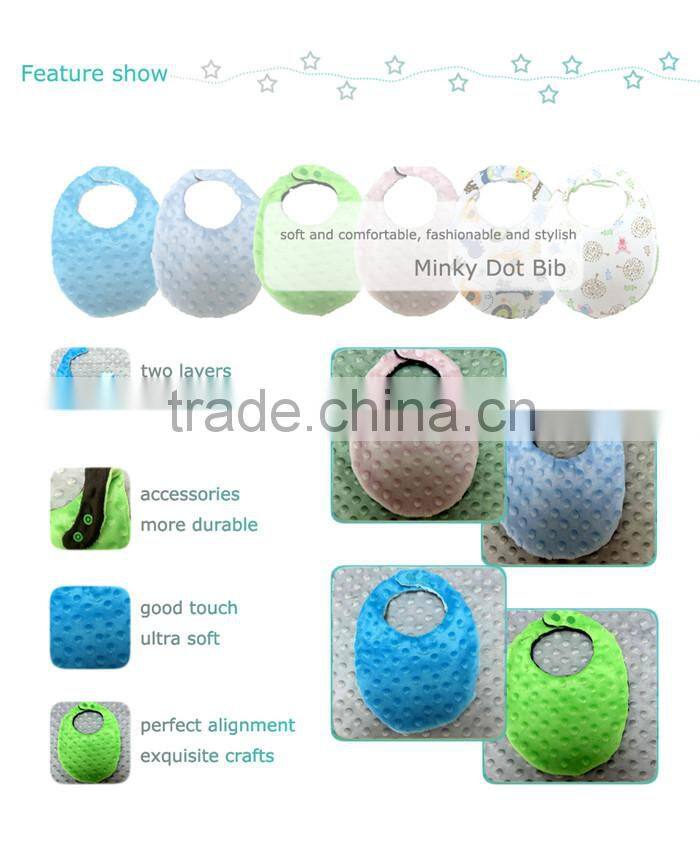 Hot Sale Microfiber Velboa Minky Material Cheap Custom Baby Bibs For Decor SBIB15091804