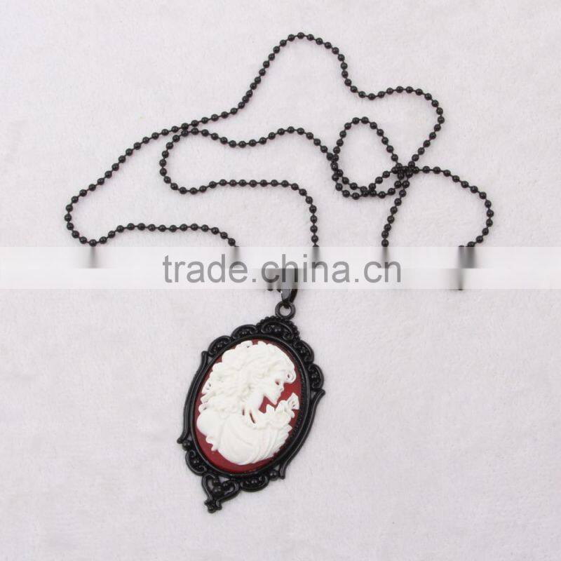 fashion jewelry necklace steampunk necklace skeleton silhouette cameo pendant 2015 new party dress made in China yiwu