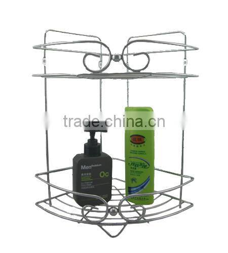 Chrome plated 2 tiers bathroom shampoo and soap shelf