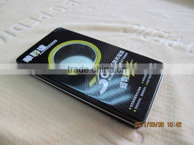 rectangular shape with round window in the lid battery tin boxes