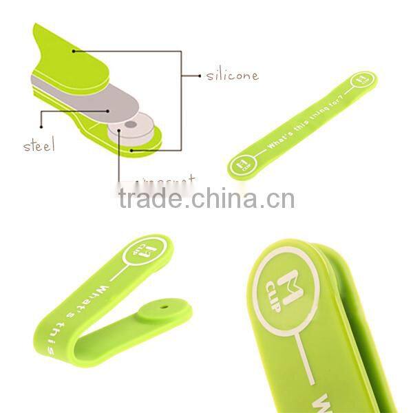 new design Multi-function silicone cable clip,paper/money clip,phone holder for promotion