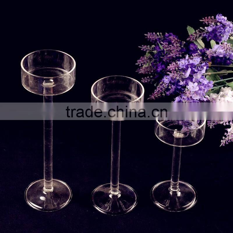 2016 hot sale new design luxury CE glass candle holder goblets