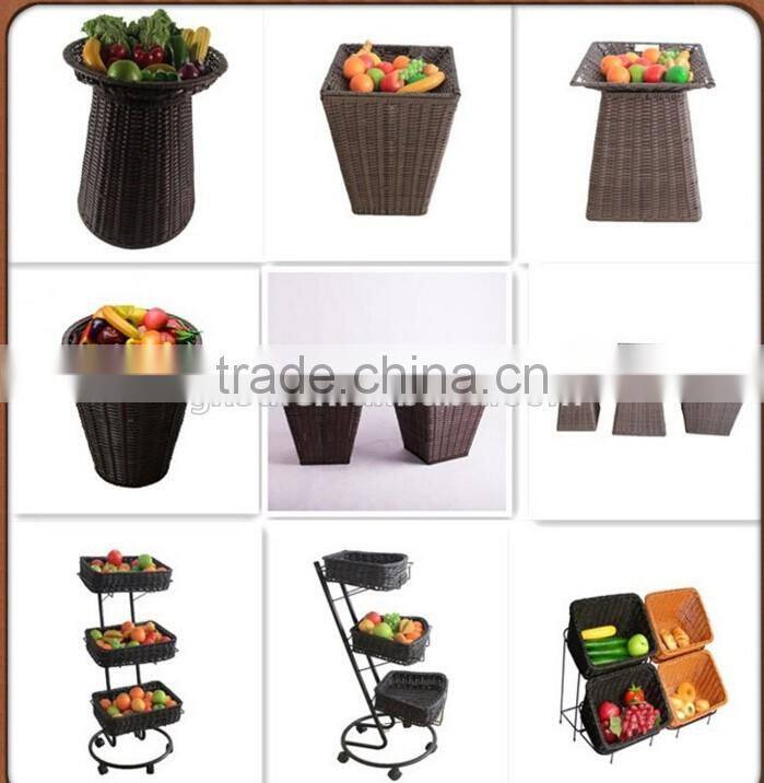 wholesale Washable supermarket plastic storage basket for fruit and vegetable
