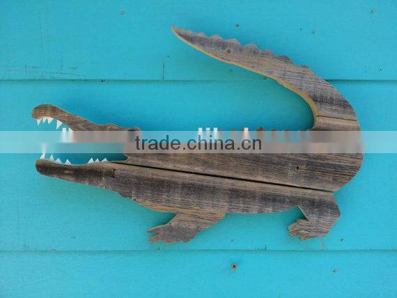 rustic wooden shark wall art