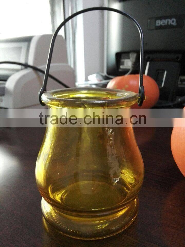 Promotional wholesale glass candle holders with metal