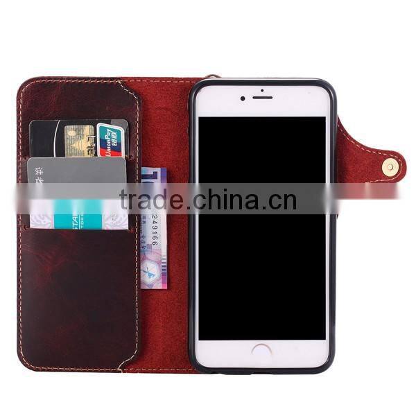 Retro Oil Wax Leather, Flip Cowhide Leather Phone Case For iPhone6/6s/plus