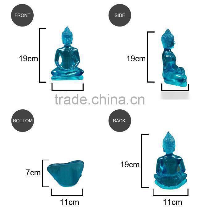 Decorative transparent resin sitting buddha statue