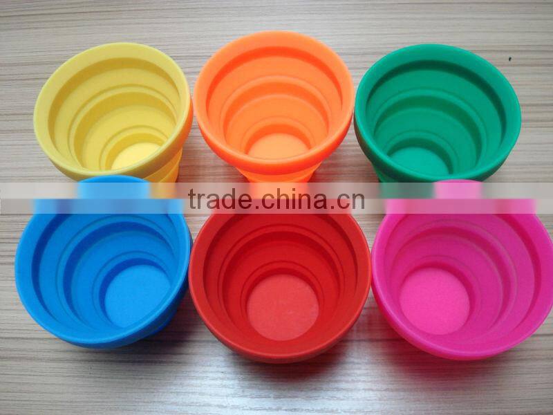 4 Colors Practical Promotional Portable Folding Silicone Water Cup OutDoor