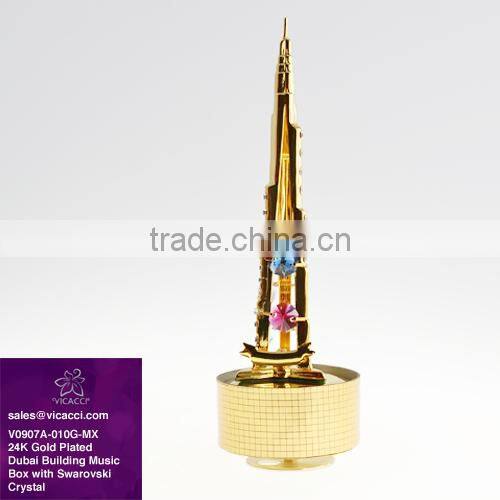 24K Gold Plated Dubai Tower Stand with Crystals from swarovski