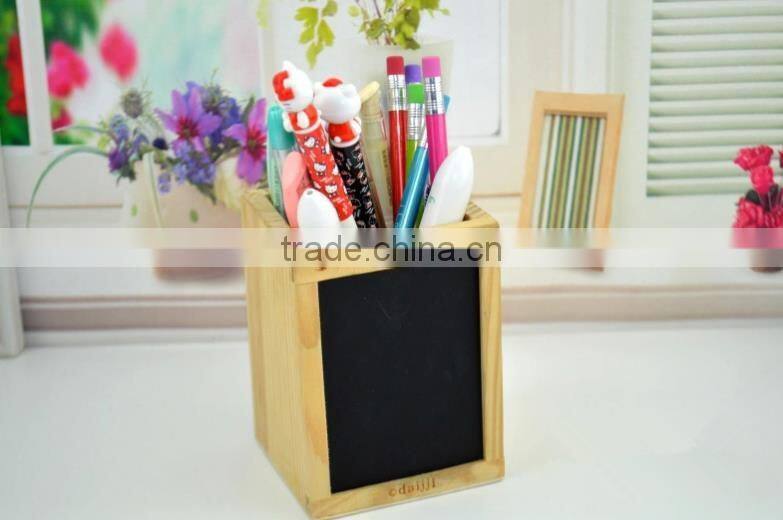 wooden pen container with blackboard