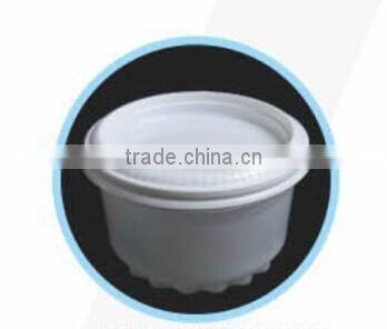Disposable cheap plastic soup bowl with lid White color 300ml